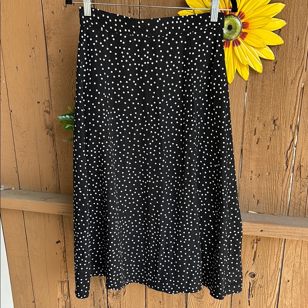 Black and White Polka Dot Midi Skirt